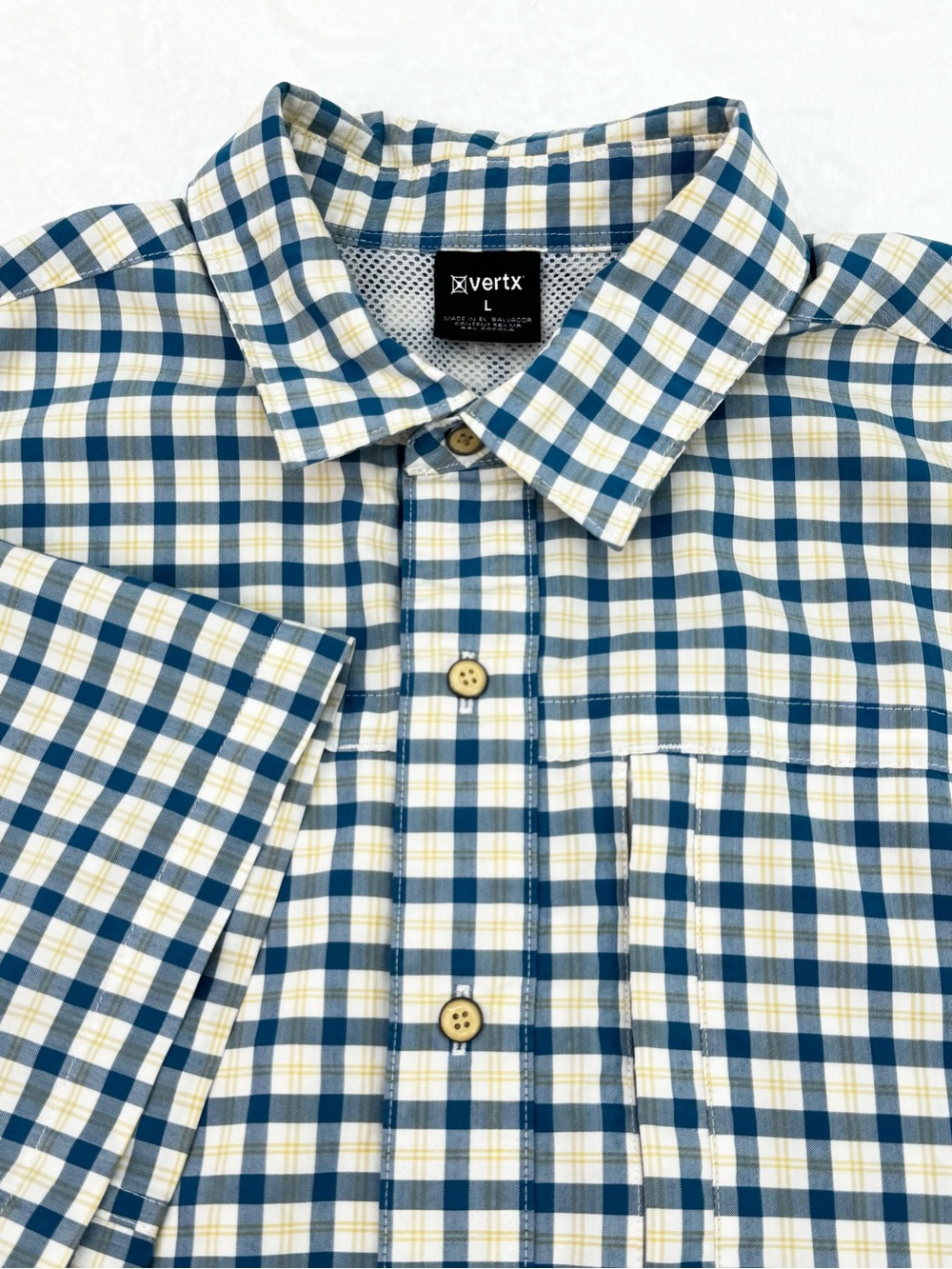 Vertx Tactical Men's Large Short Sleeve Button Down Blue Yellow